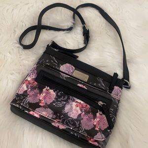 NINE WEST black floral crossbody bag